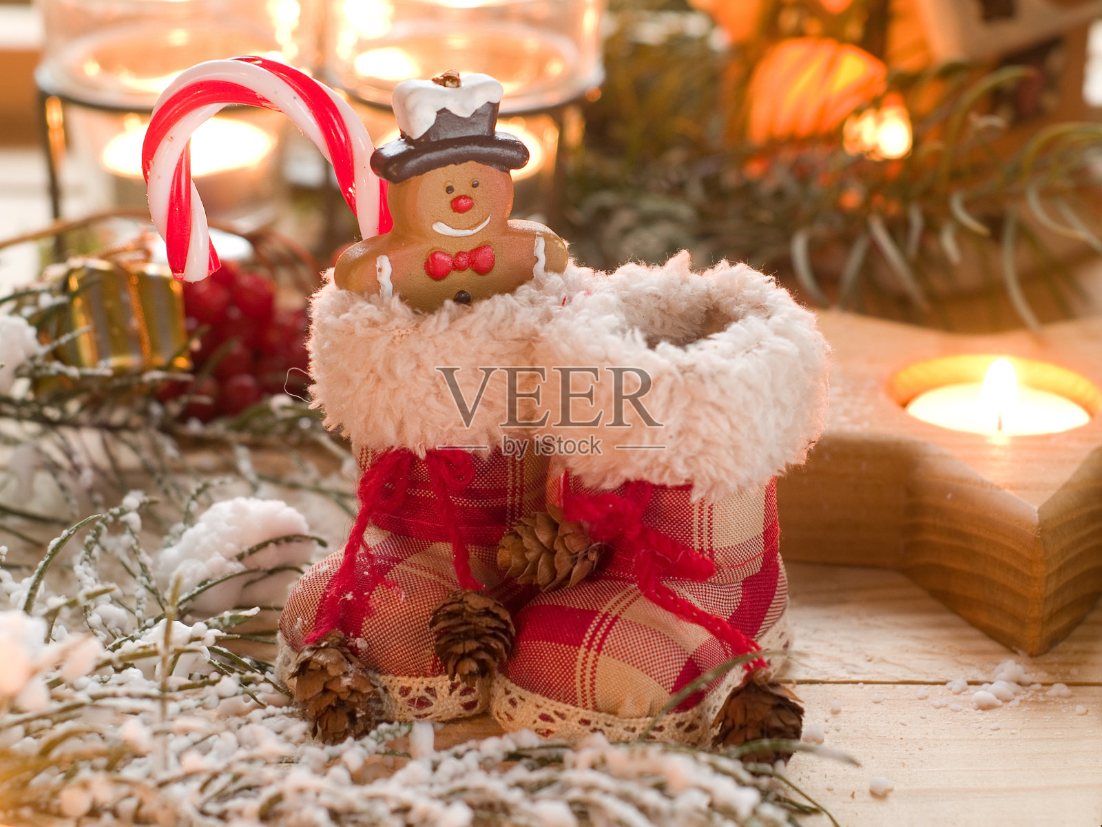 圣诞节的复古靴照片摄影图片