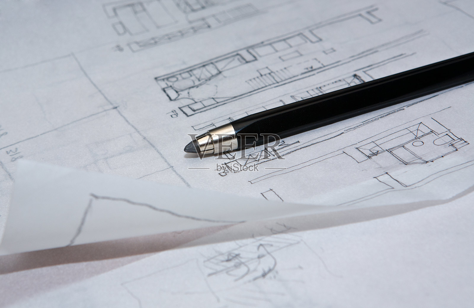 铅笔和床单照片摄影图片