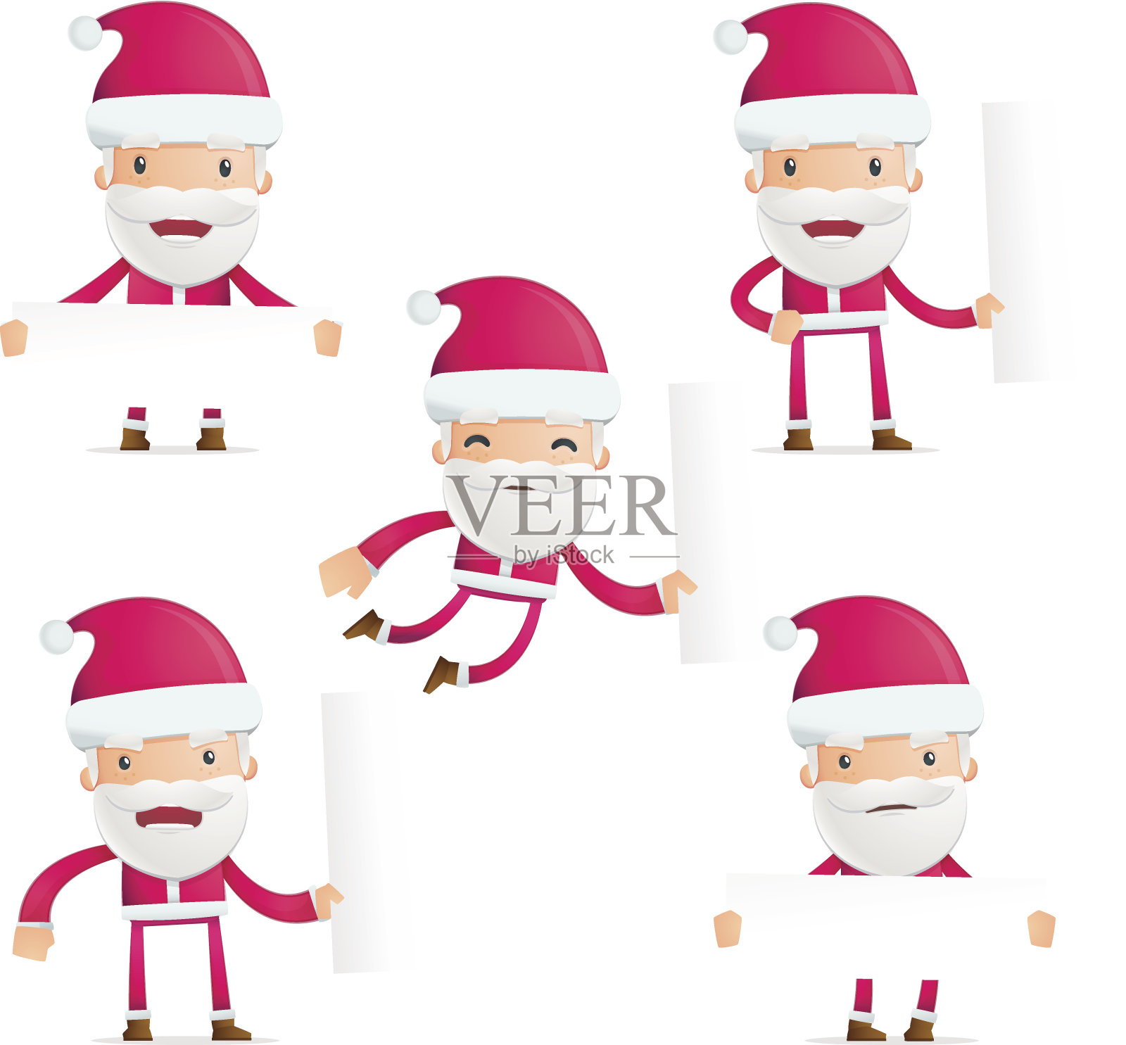 各种姿势的圣诞老人插画图片素材