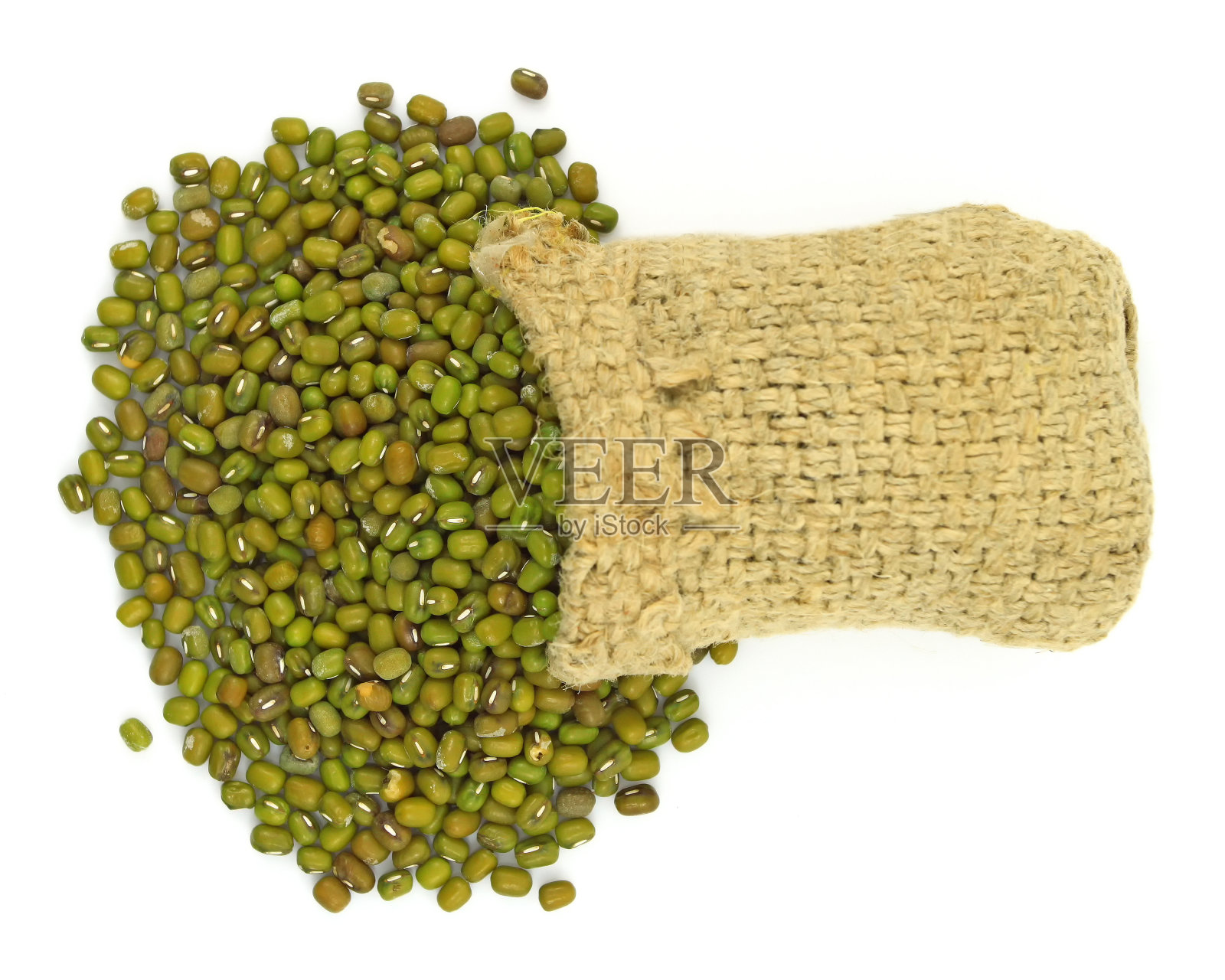 青豆袋装，大麻孤立白色背景。照片摄影图片