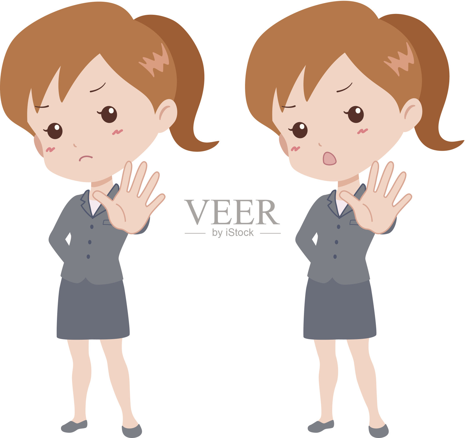 两个孩子插画图片素材