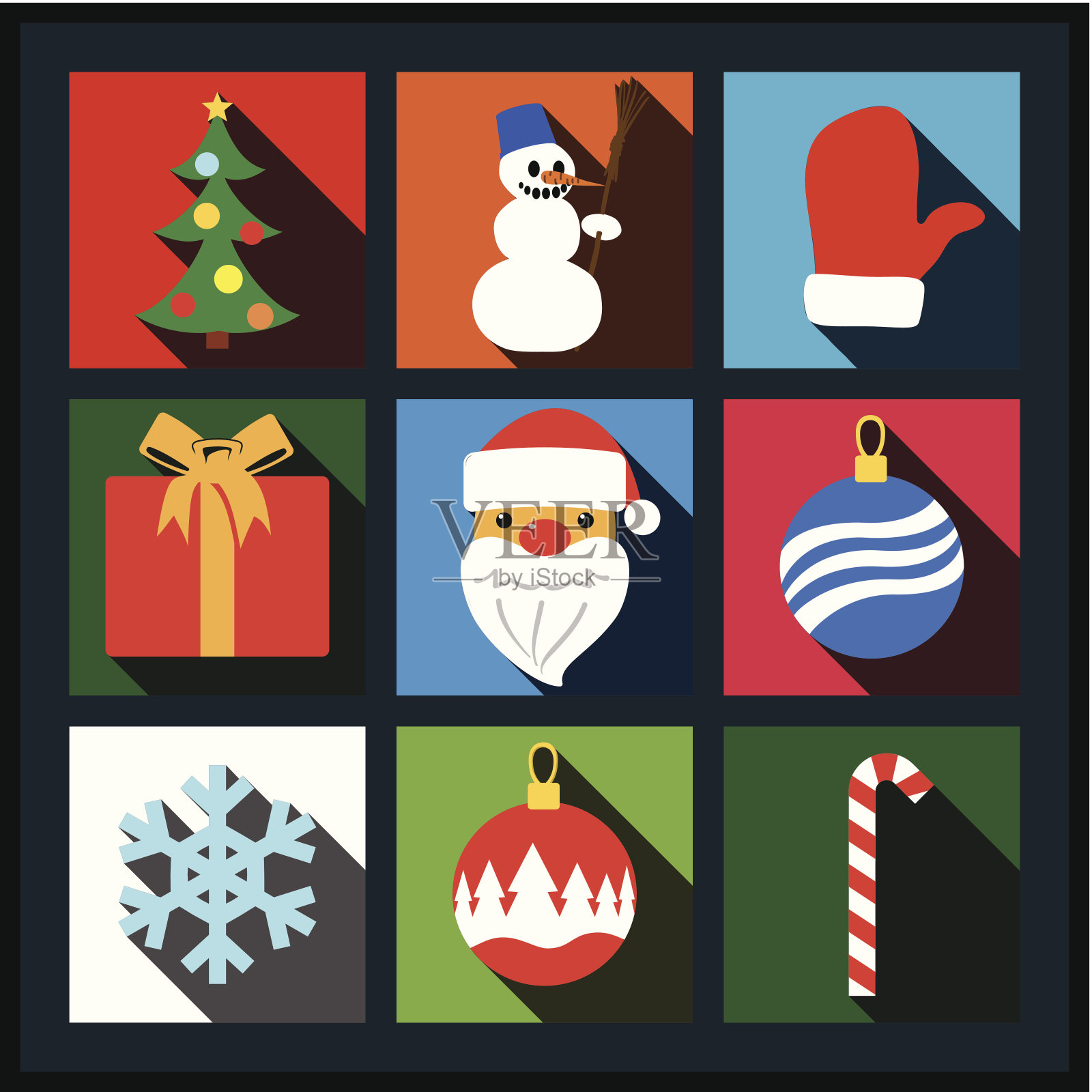 一套圣诞长影平图标图标素材