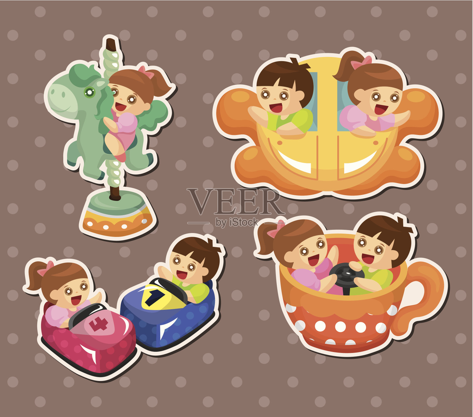 操场上的贴纸插画图片素材