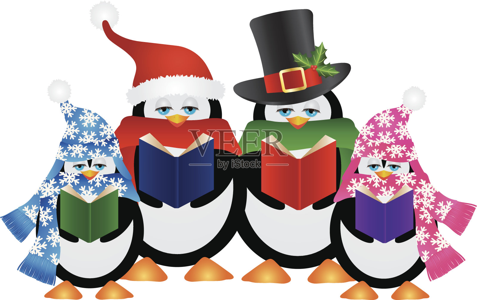 企鹅圣诞颂歌向量插图插画图片素材