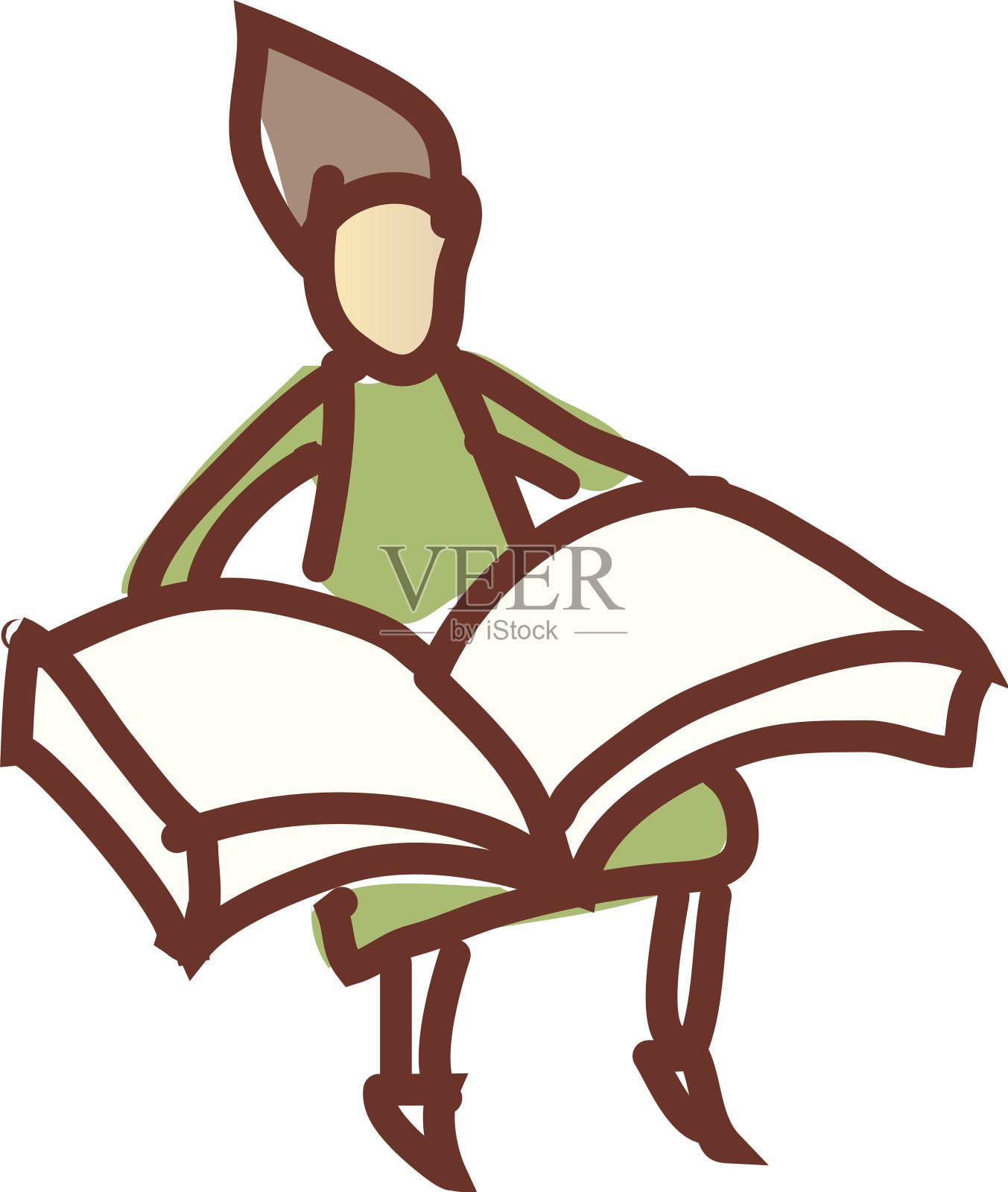 阅读的男孩插画图片素材