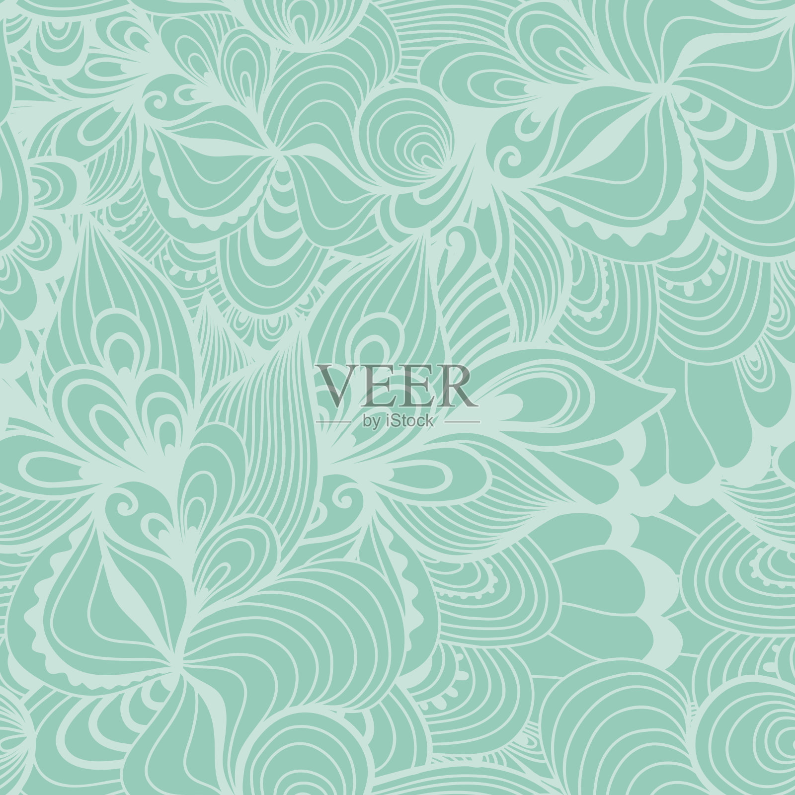 无缝波浪手绘图案插画图片素材