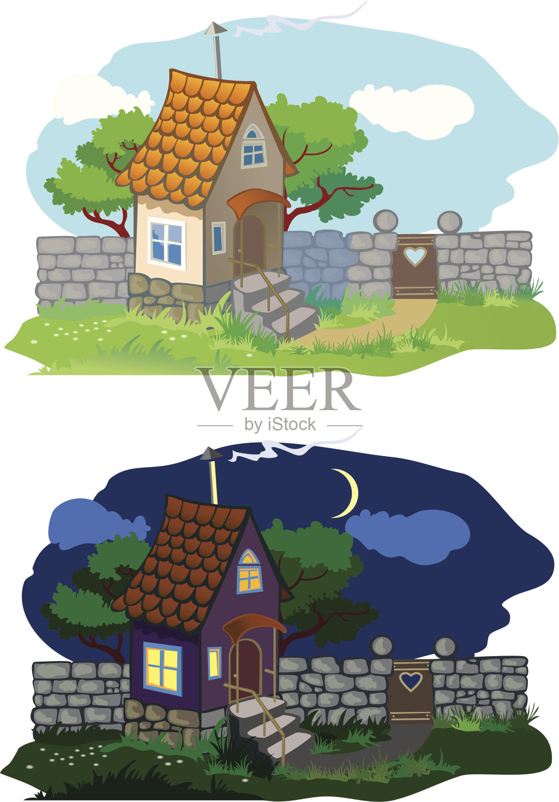 乡村小房子和景观设计元素图片