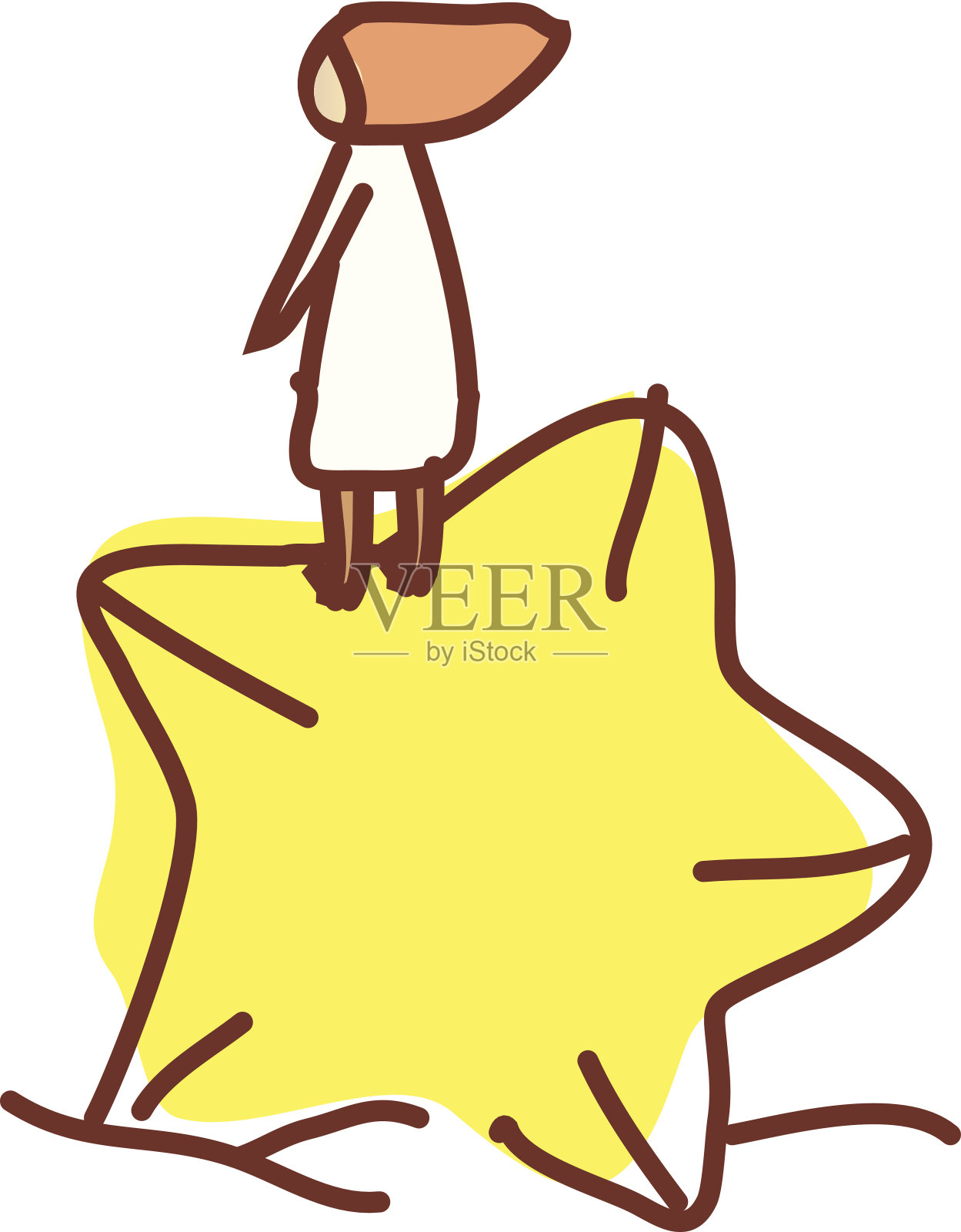 星星上的女孩插画图片素材