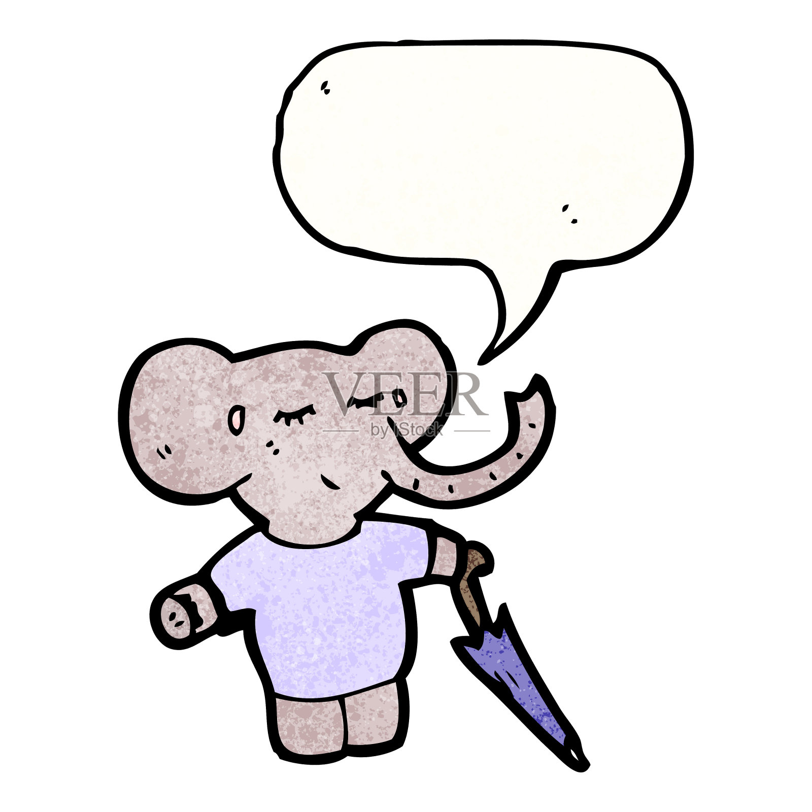 带伞的卡通大象设计元素图片