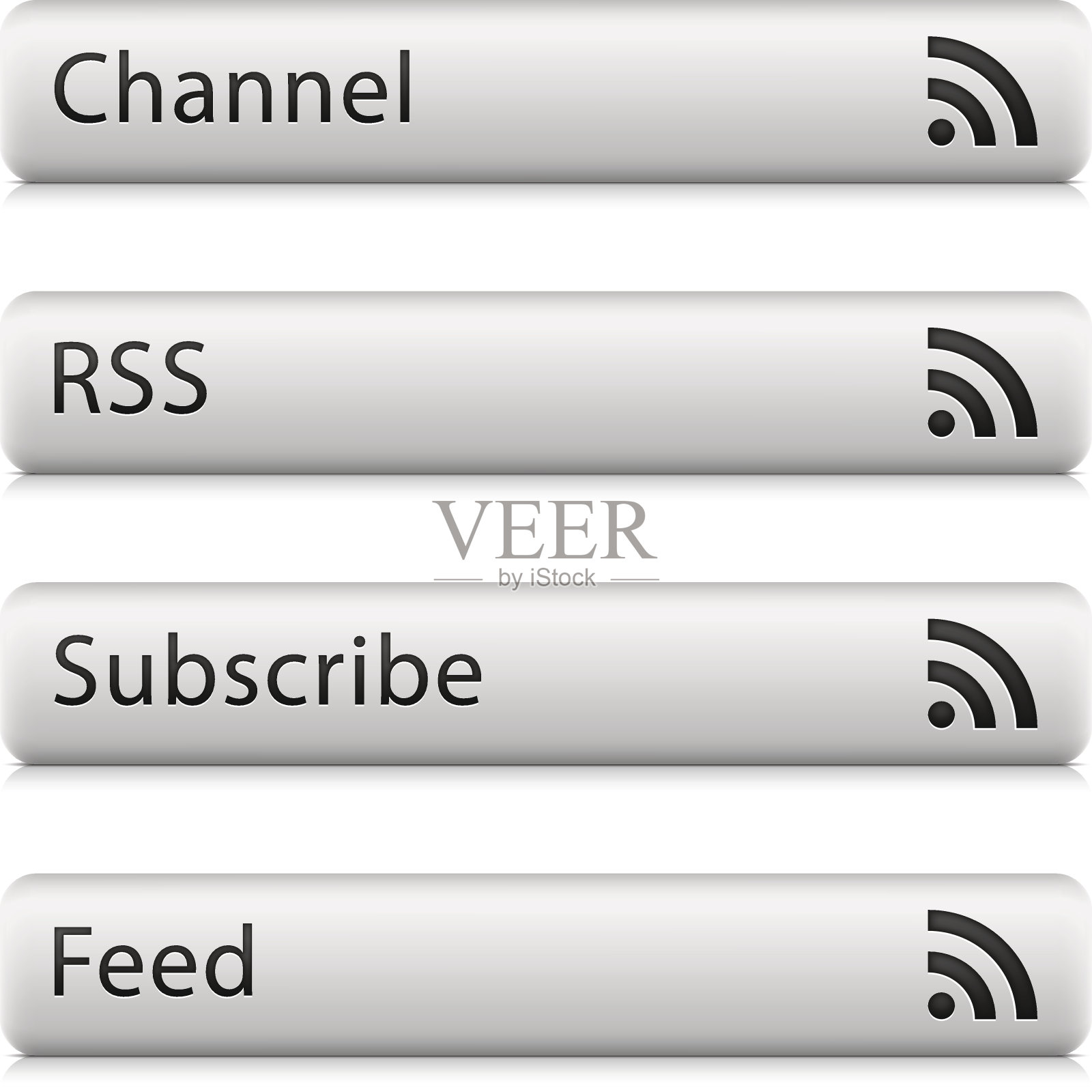 RSS标志黑色象形图圆角矩形图标web互联网按钮插画图片素材