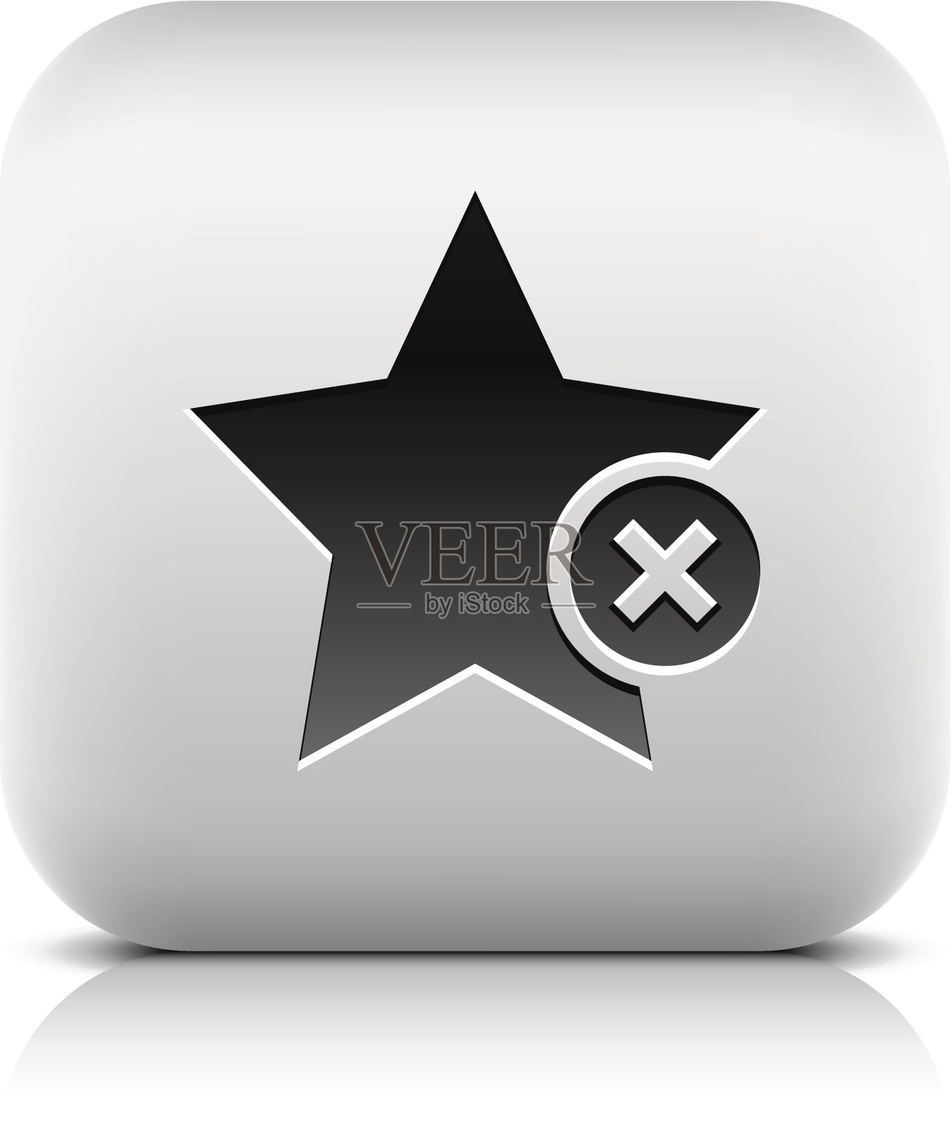 星号与删除象形图方形图标网页按钮图标素材