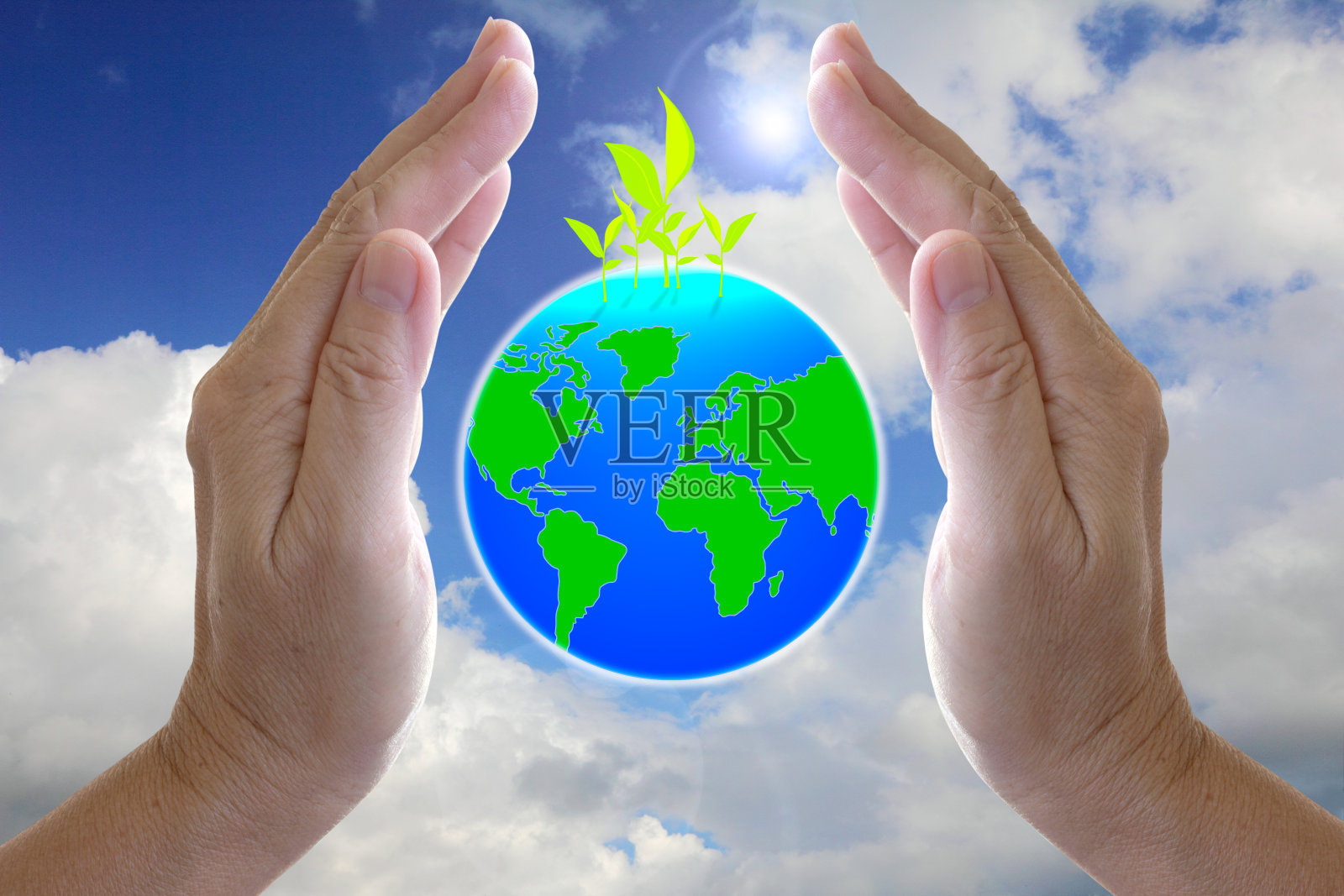 34、手中抽象地球，保护我们的世界。照片摄影图片