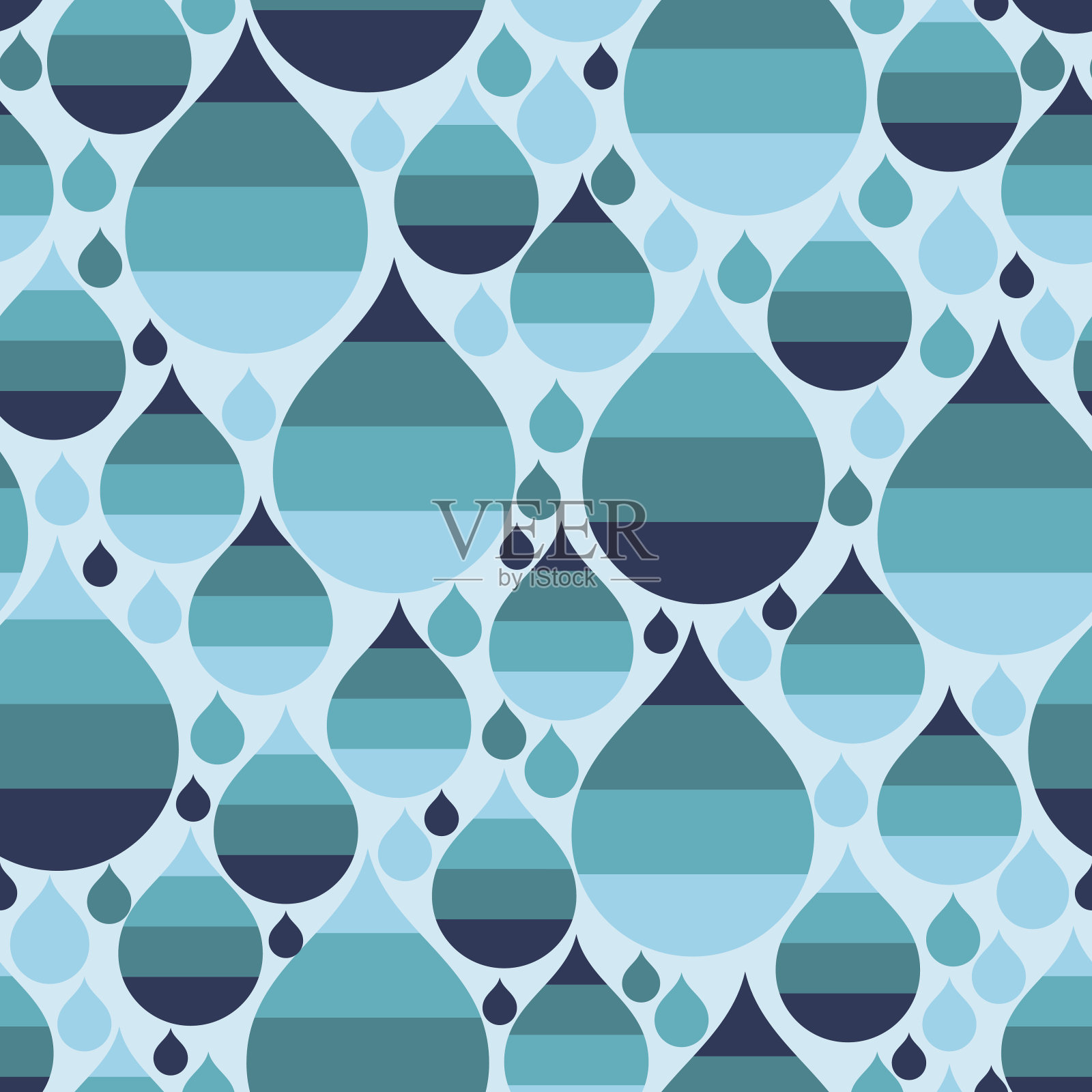 无缝图案与雨滴。插画图片素材