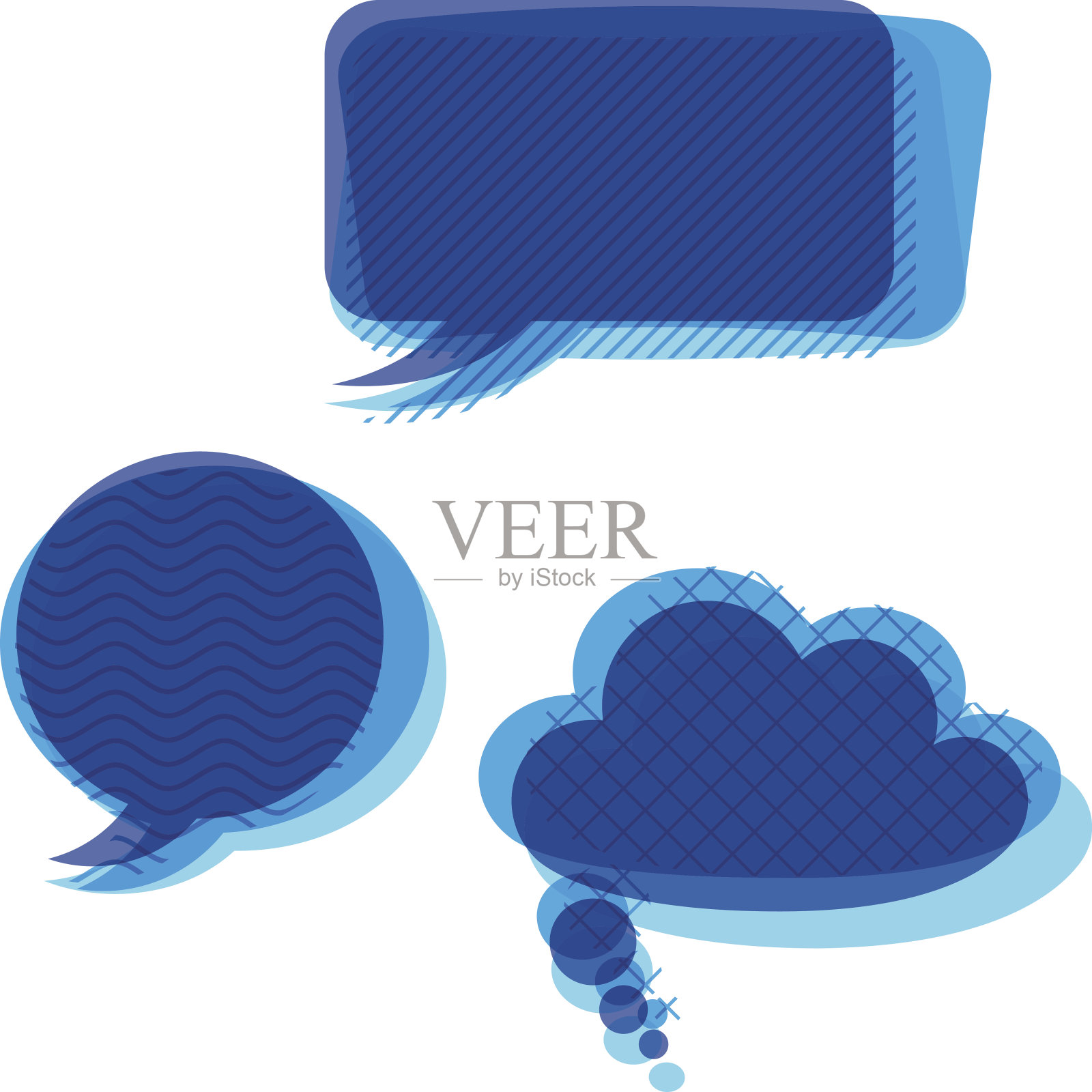 一组透明模式的语音气泡。插画图片素材