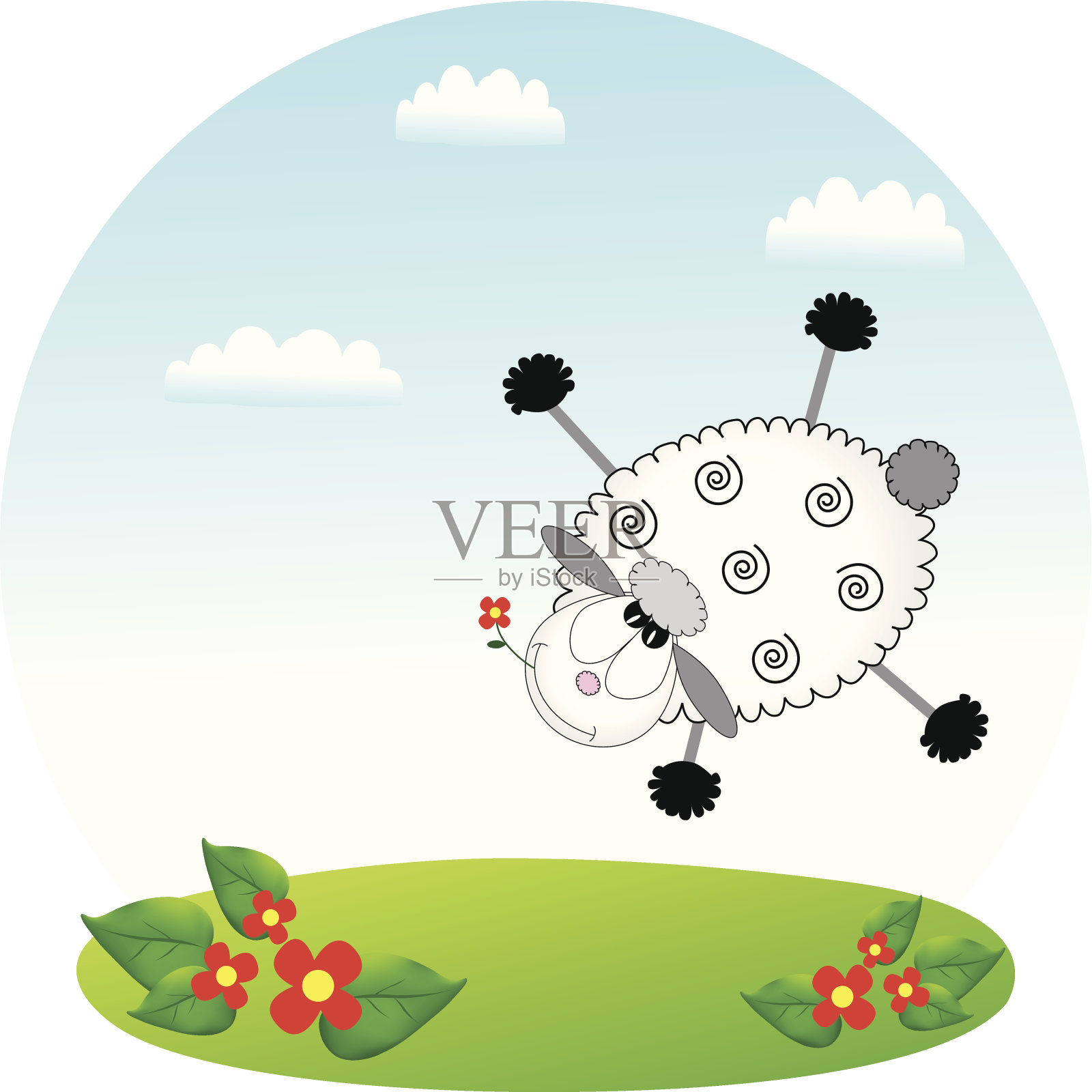 飞羊插画图片素材