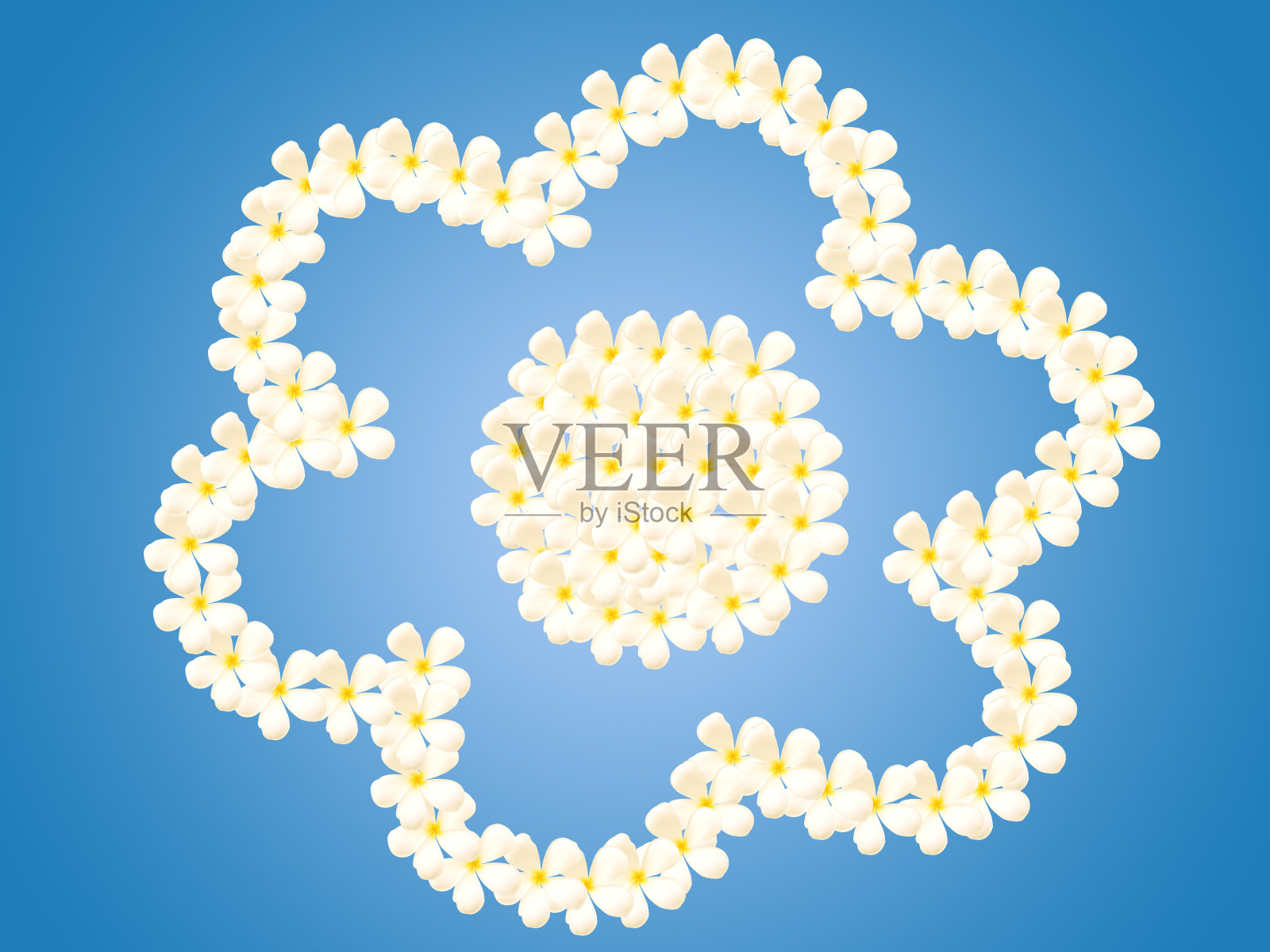 在蓝色背景上创建花的形状照片摄影图片