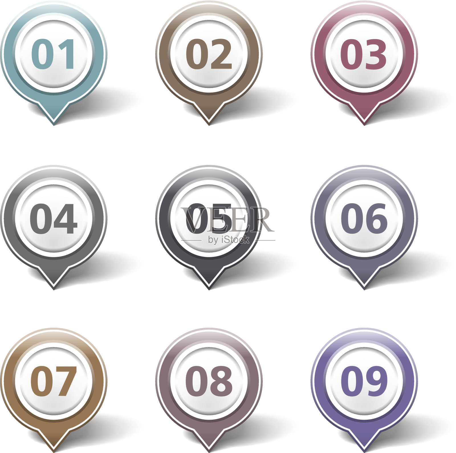 带有数字的地图标记插画图片素材