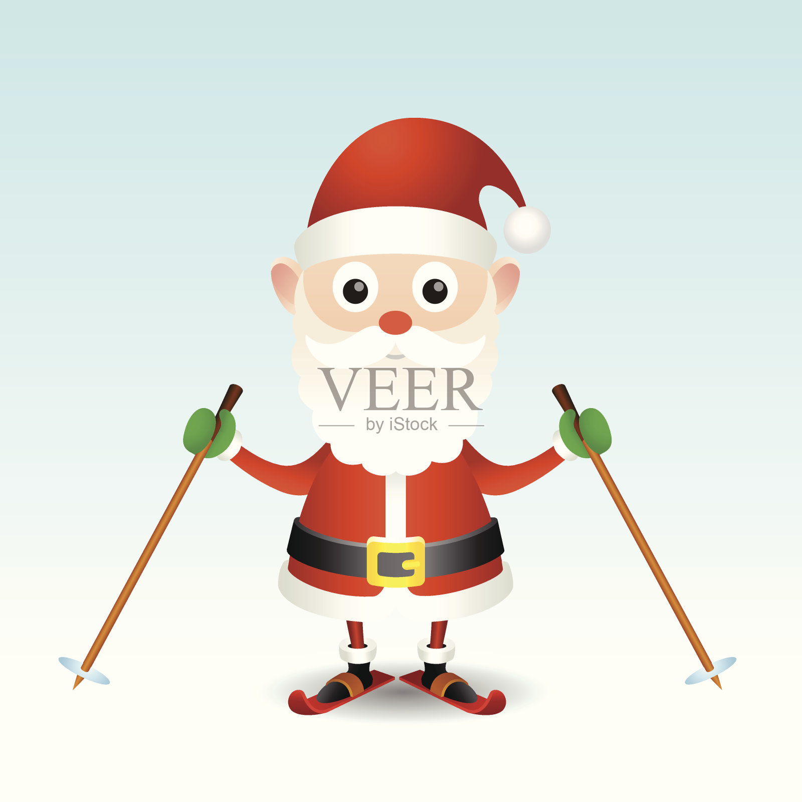 滑雪圣诞老人插画图片素材