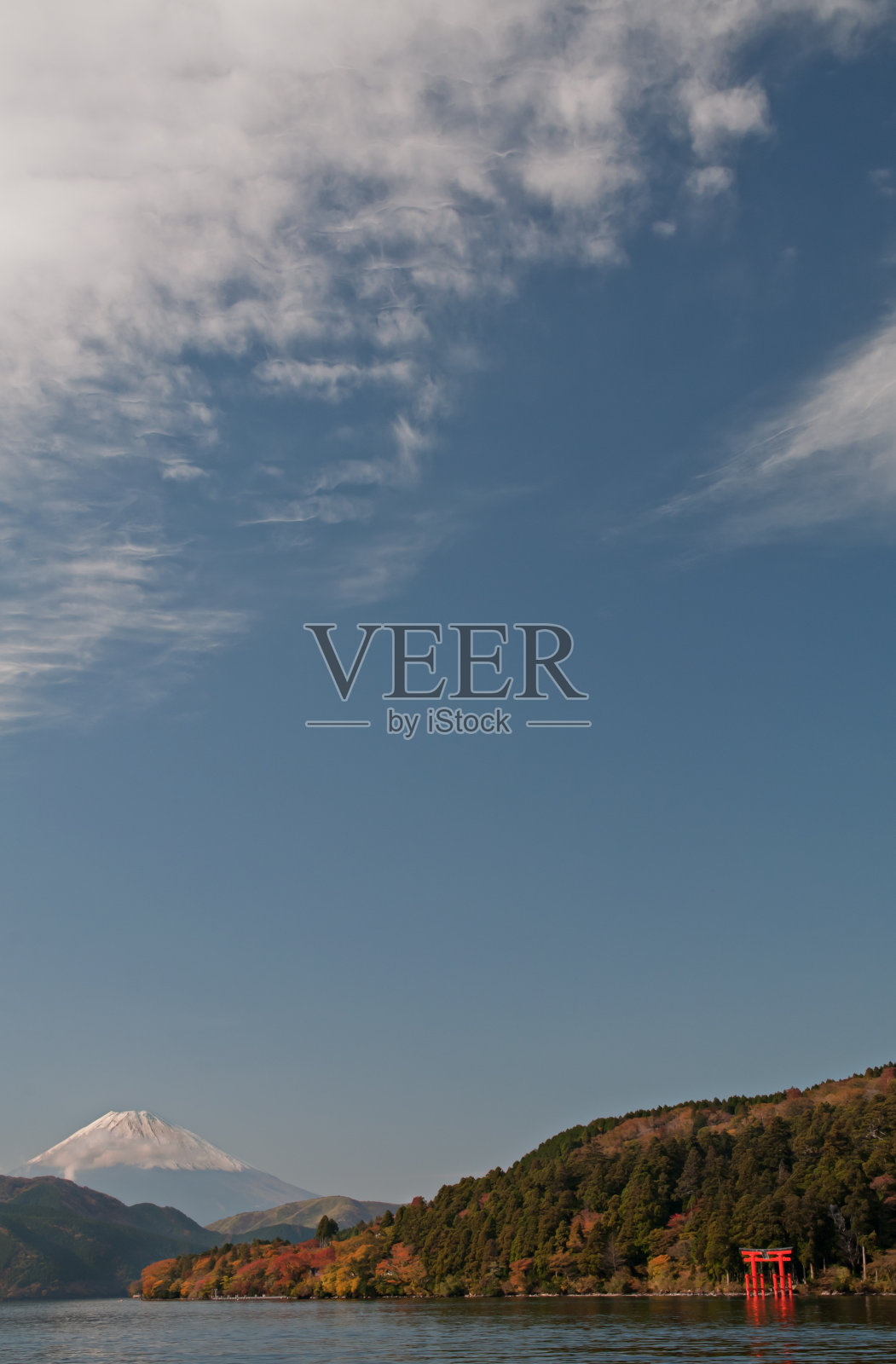 富士山和安世野湖照片摄影图片