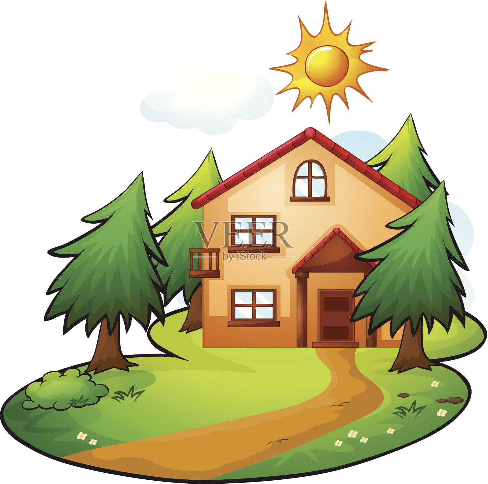 房子在美丽的大自然中设计元素图片