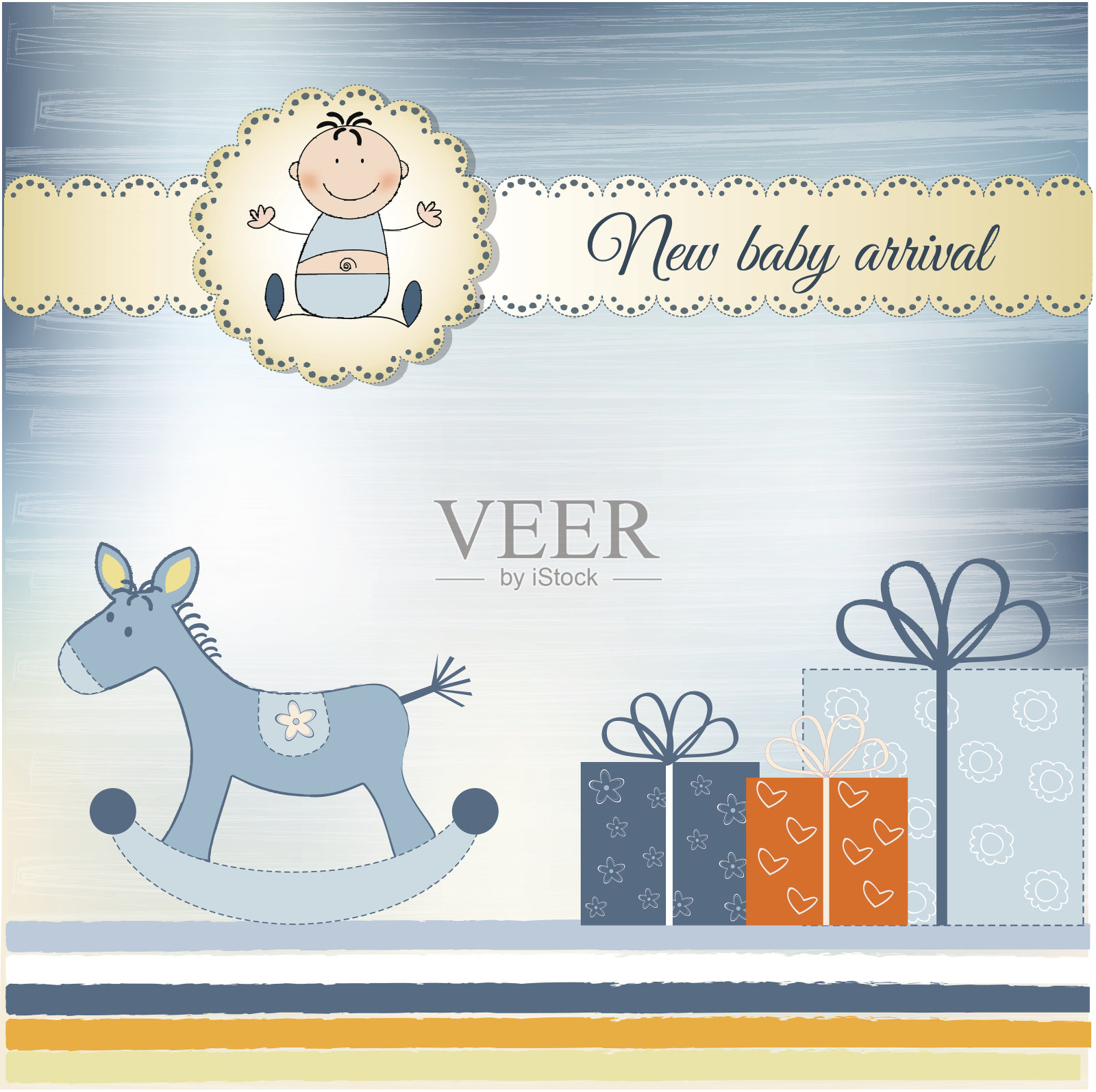 新生儿贺卡插画图片素材
