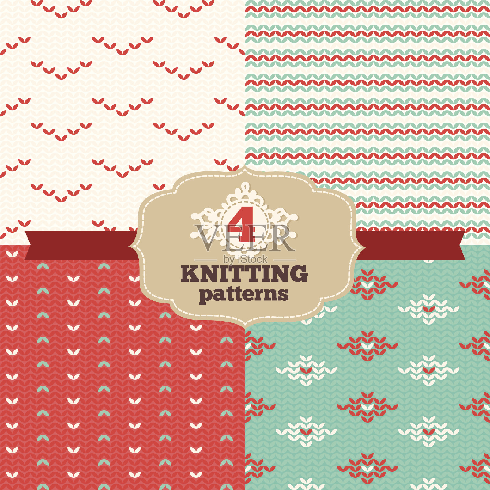 一套针织图案插画图片素材