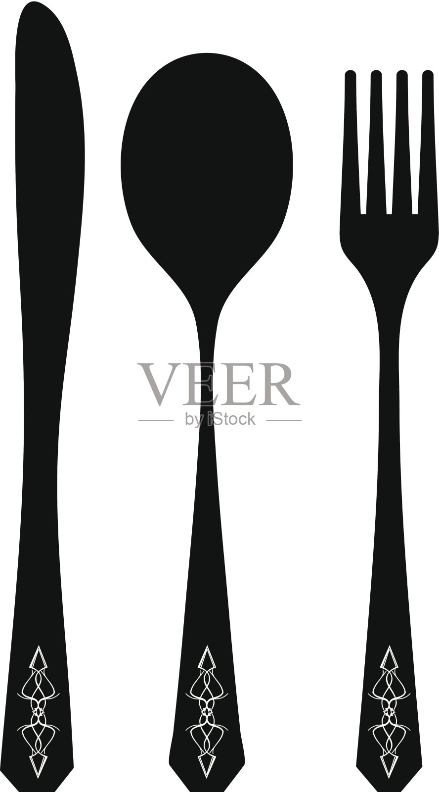 餐具的黑色插画图片素材