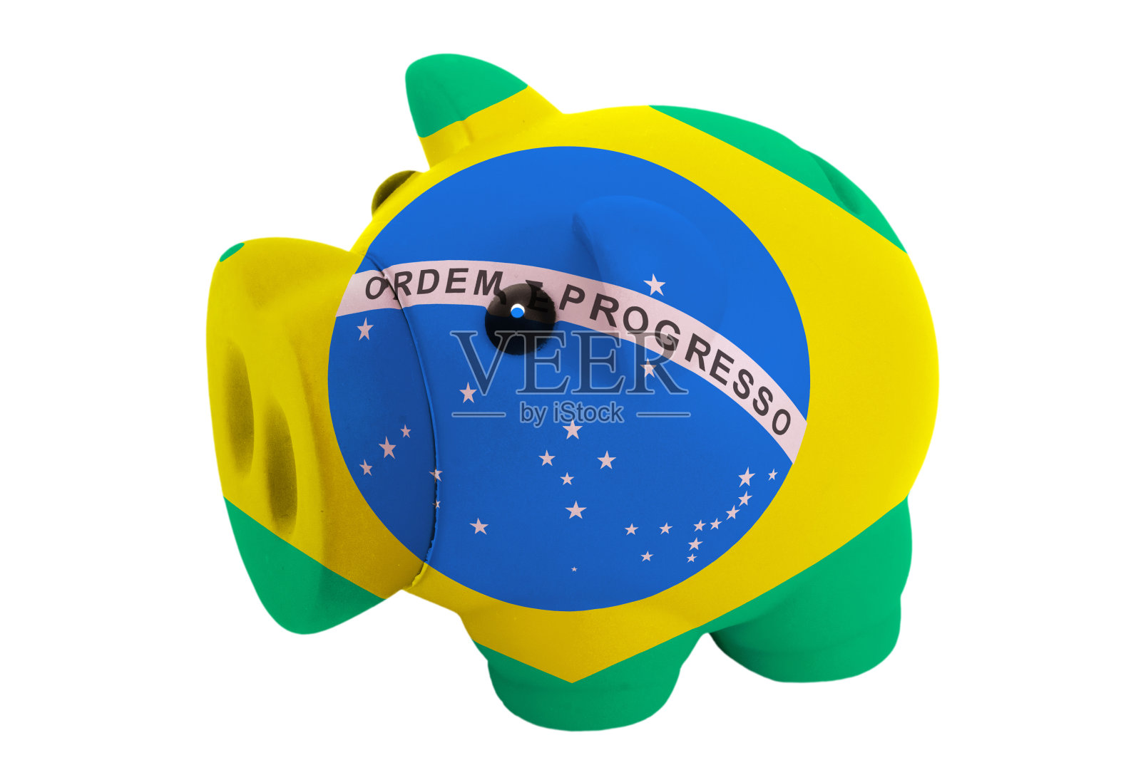 五颜六色的存钱罐，巴西国旗照片摄影图片