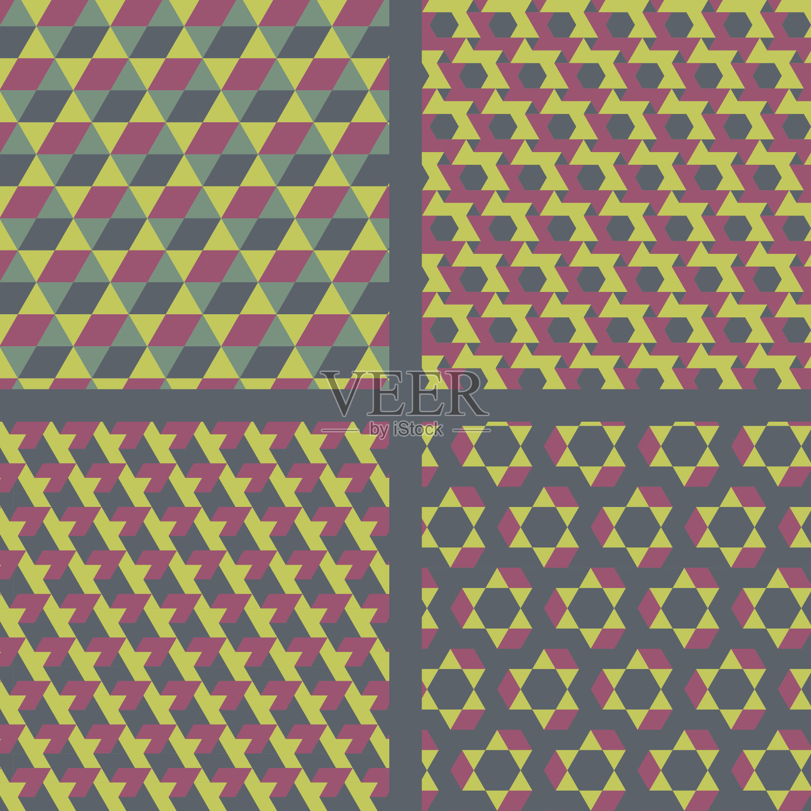 几何纺织图案集。插画图片素材