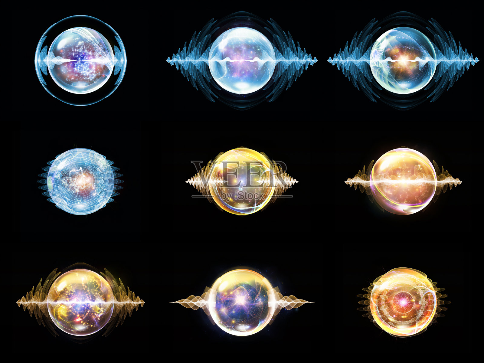 隐喻的波粒子插画图片素材