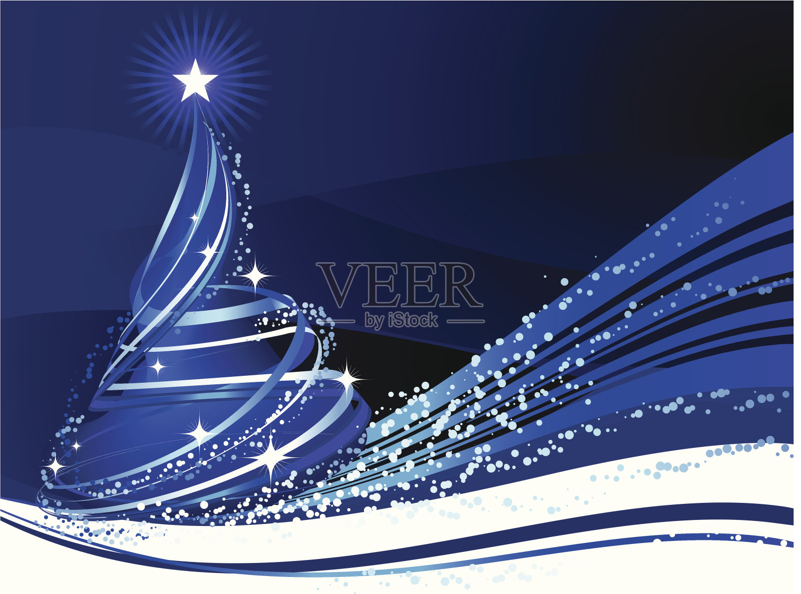 蓝色圣诞树在抽象的互联网背景插画图片素材