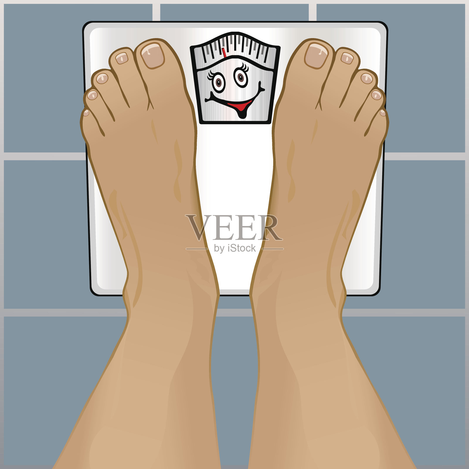 一个人的脚在秤上的插图插画图片素材