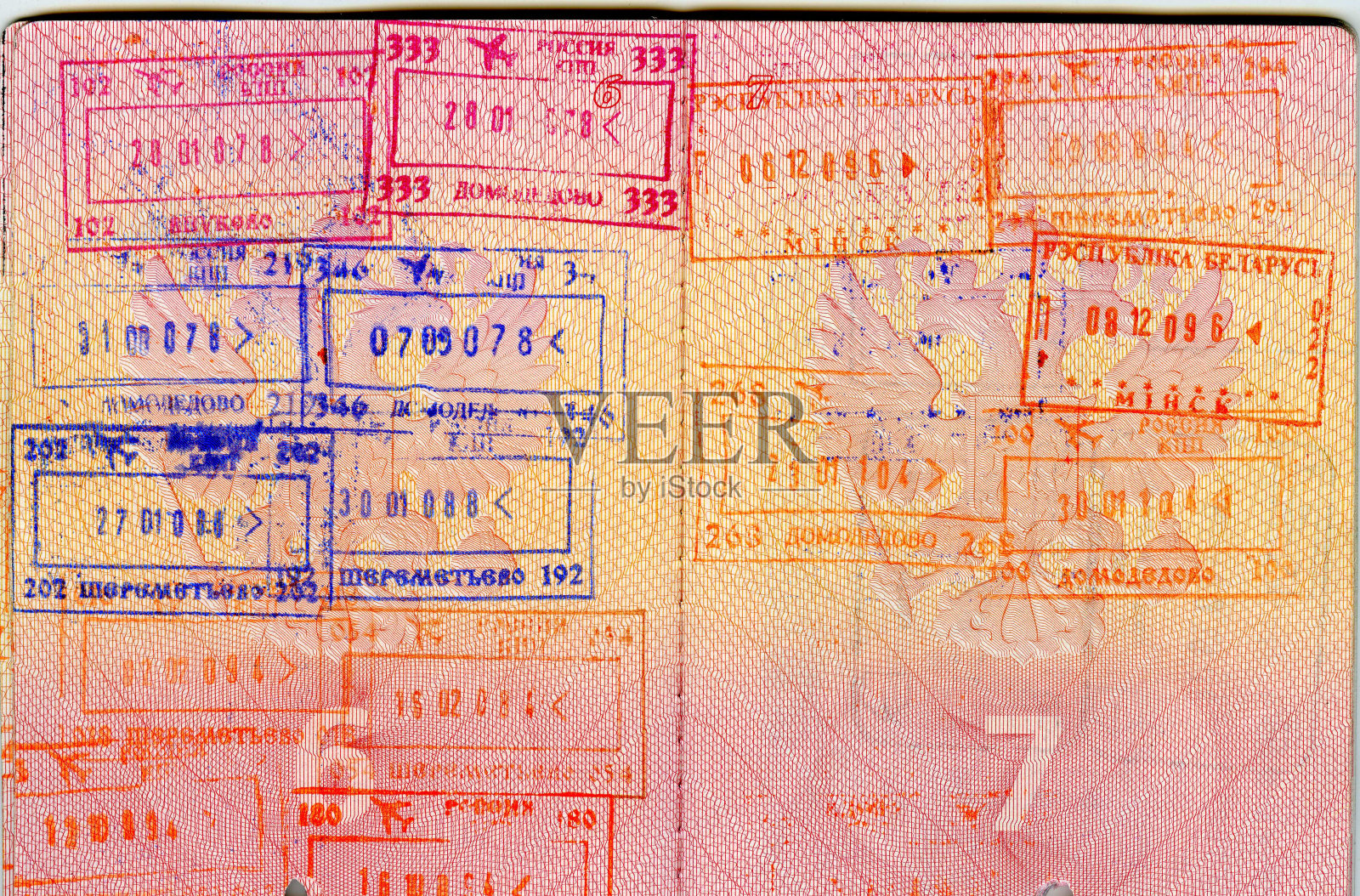 护照的邮票。俄罗斯照片摄影图片