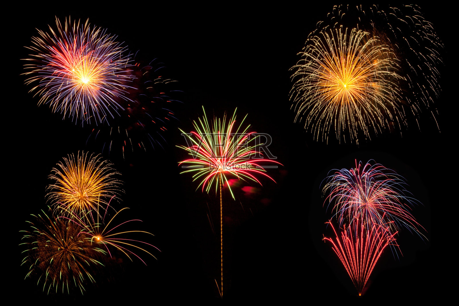 五彩缤纷的烟花爆发照片摄影图片