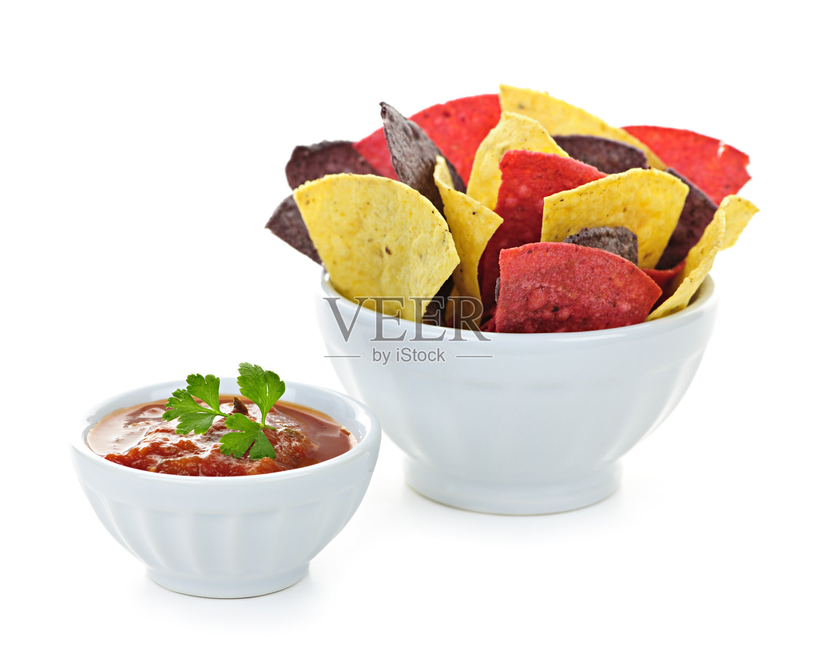 墨西哥玉米片和莎莎酱照片摄影图片