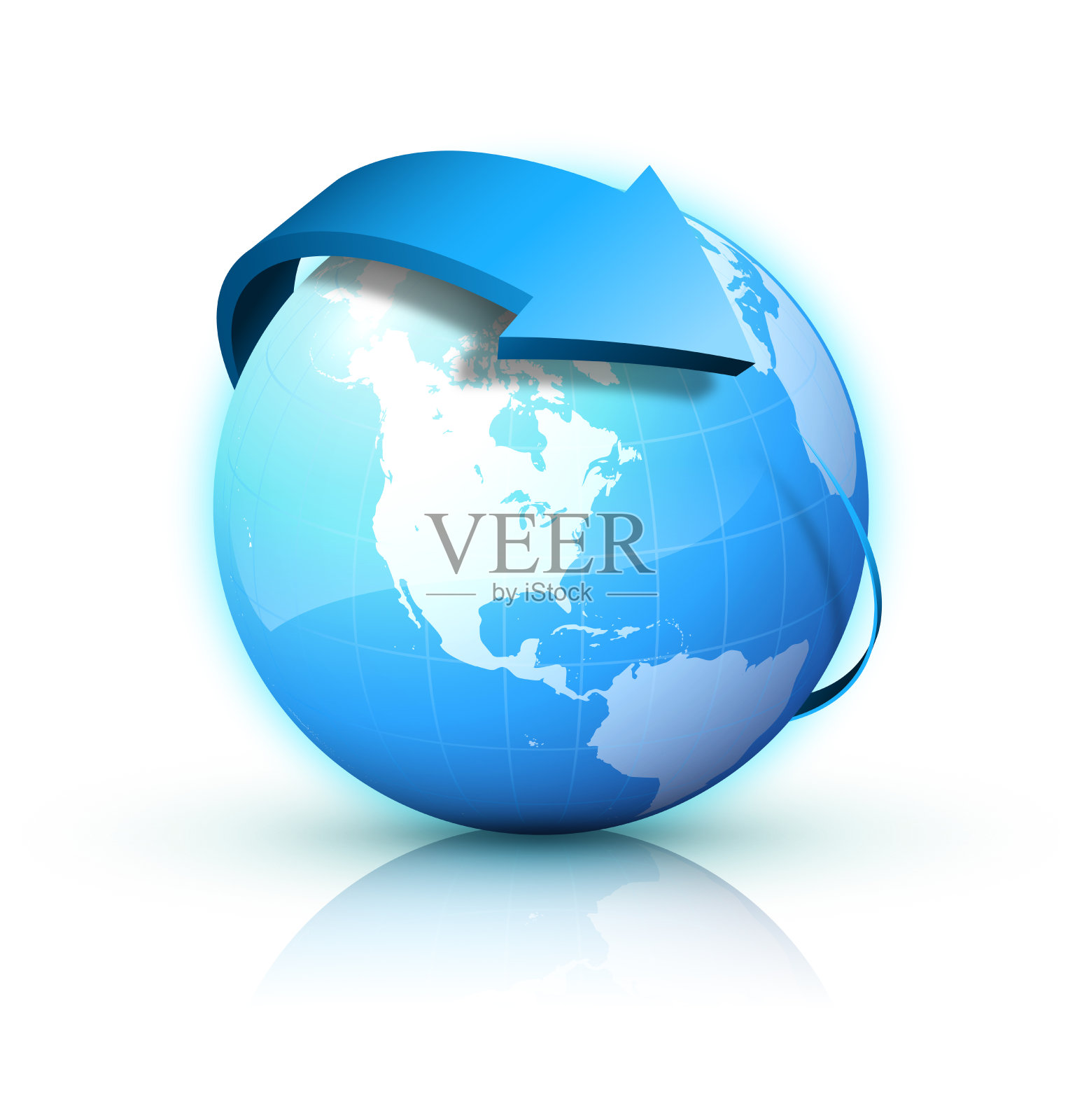 蓝色地球与3D箭头照片摄影图片