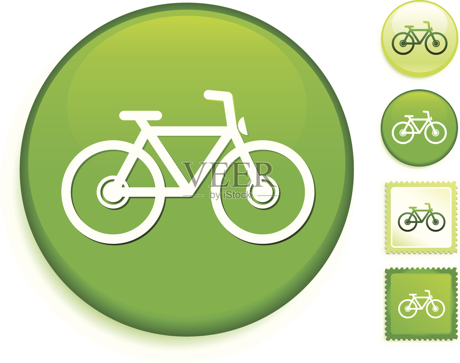 自行车上绿色环保按钮设计元素图片