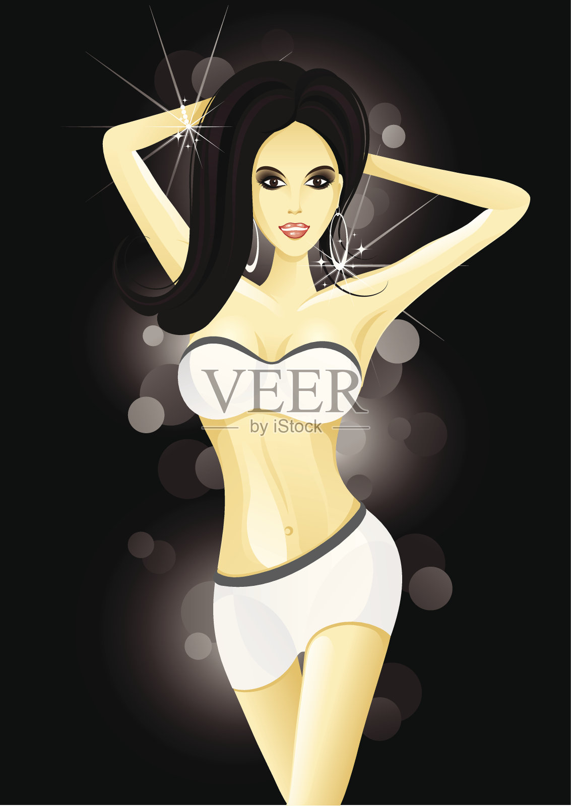 穿泳衣的女孩插画图片素材