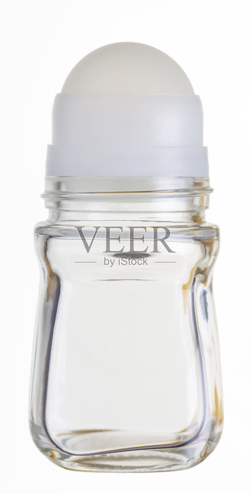 除臭剂瓶上没有标签的空玻璃卷照片摄影图片