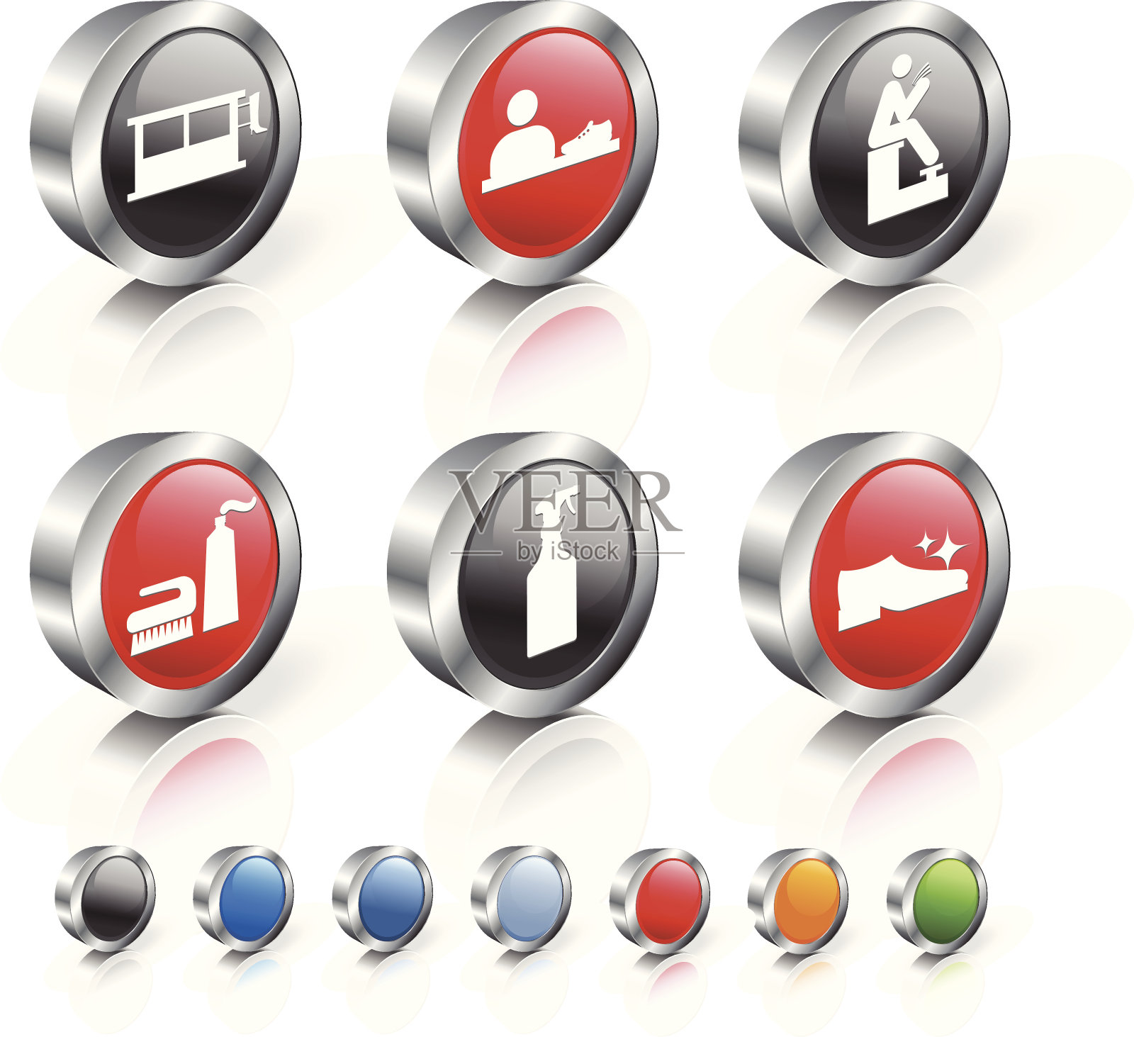 擦鞋服务3D版税免费矢量图标集图标素材