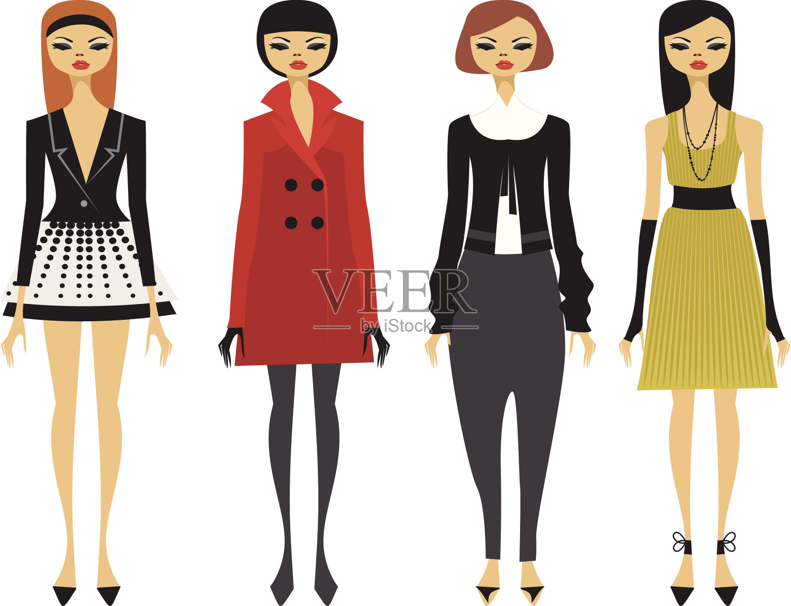 时尚的女孩插画图片素材