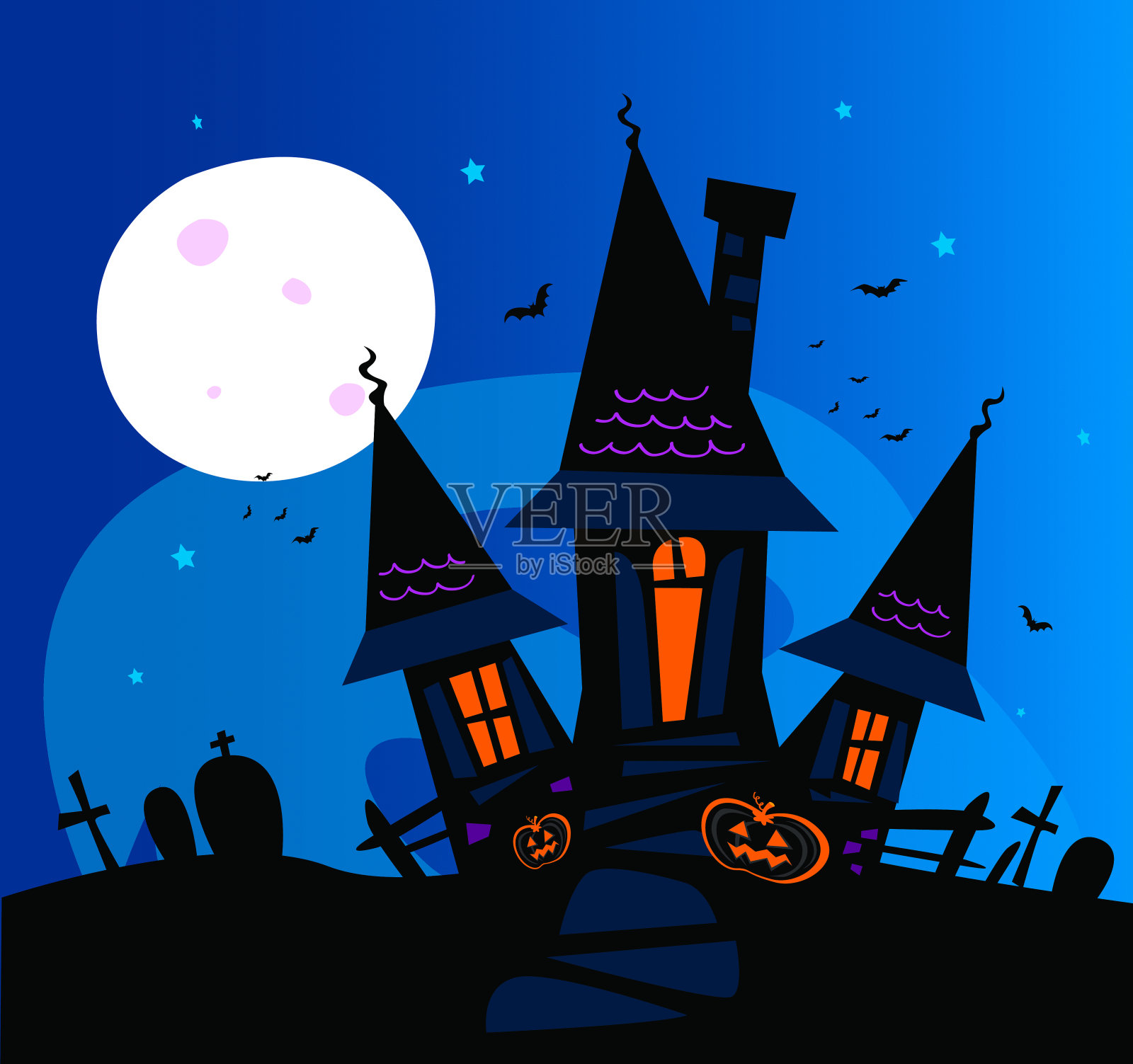 闹鬼的可怕的房子插画图片素材