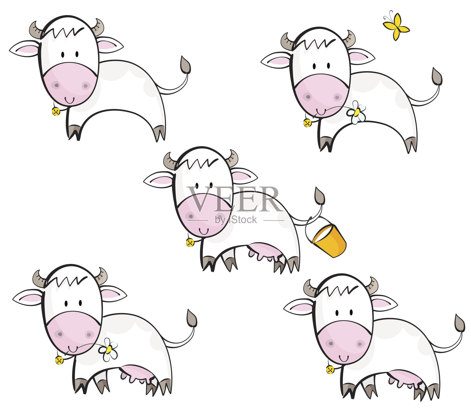 可爱的奶牛插画图片素材