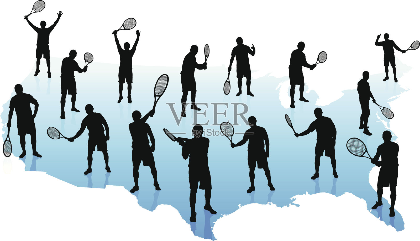 美国地图网球队插画图片素材