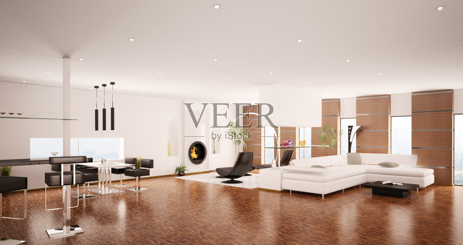 现代公寓室内3d渲染照片摄影图片