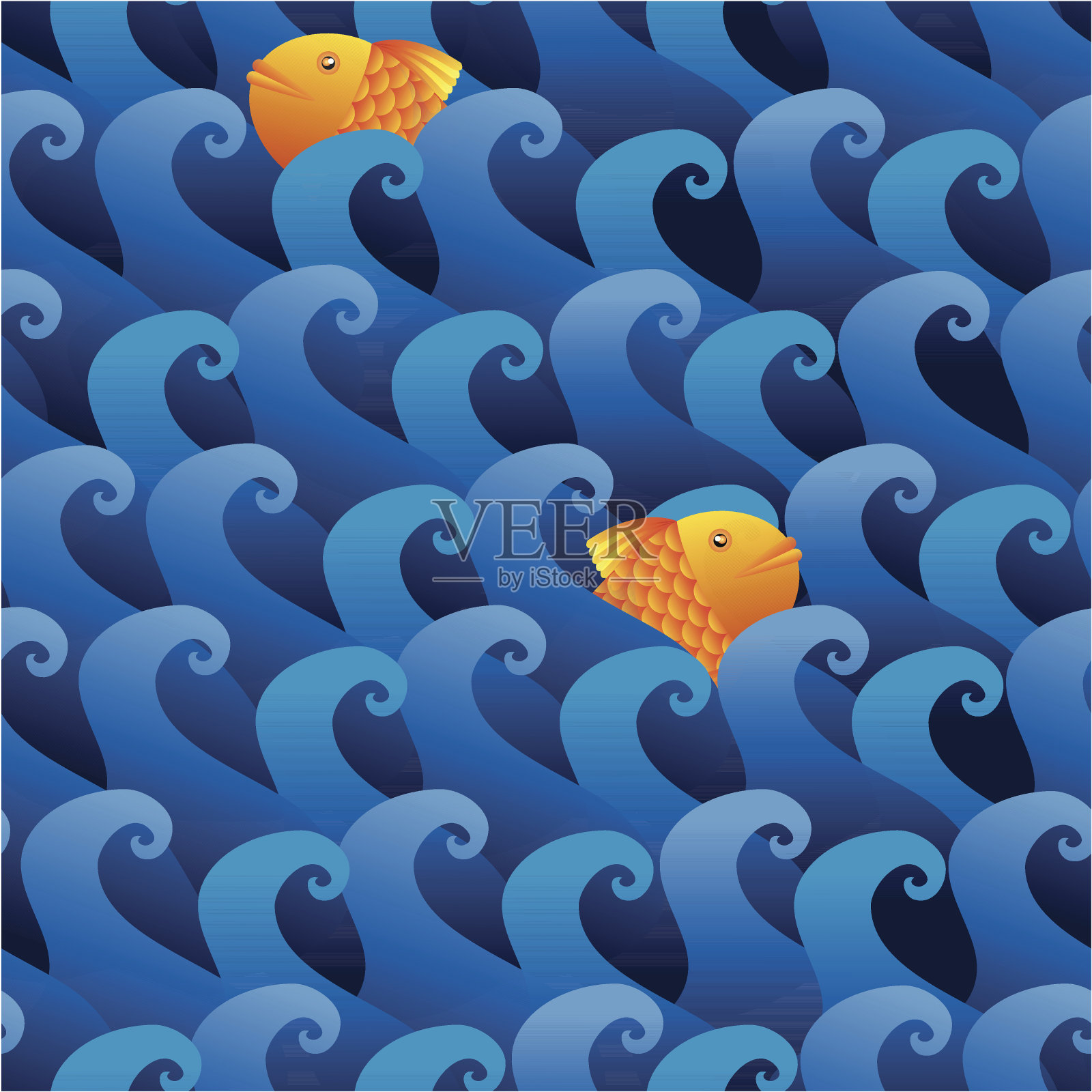 咆哮海无缝模式插画图片素材