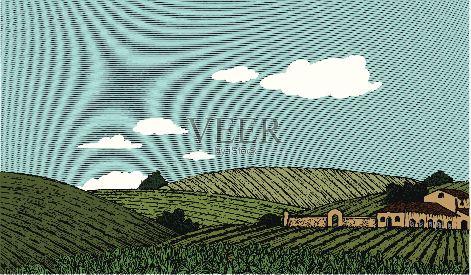 托斯卡纳风景风景颜色插画图片素材