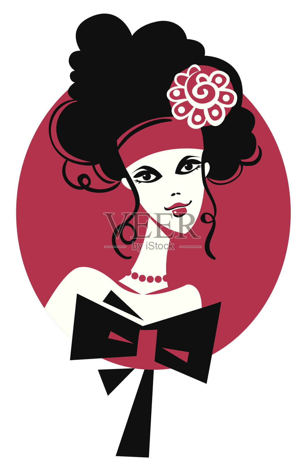 美丽女孩的肖像插画图片素材