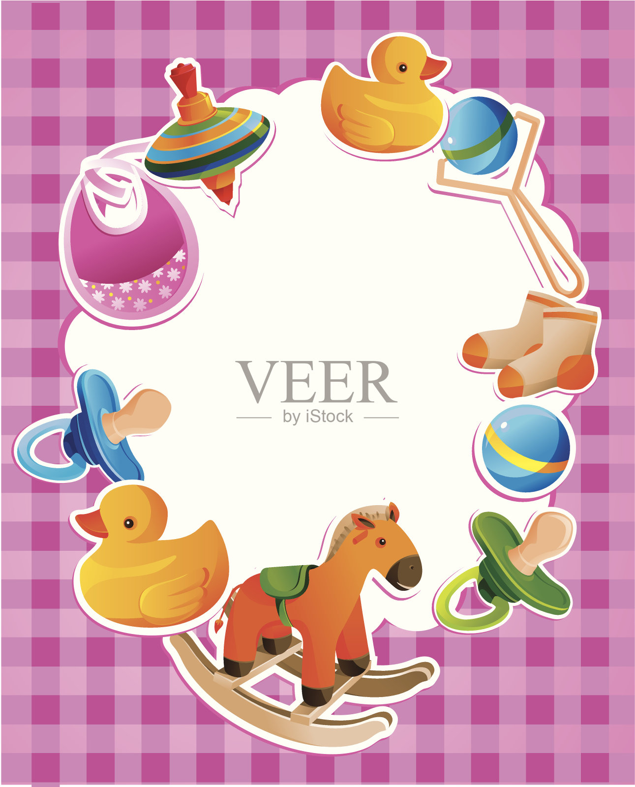 矢量框架与儿童玩具插画图片素材