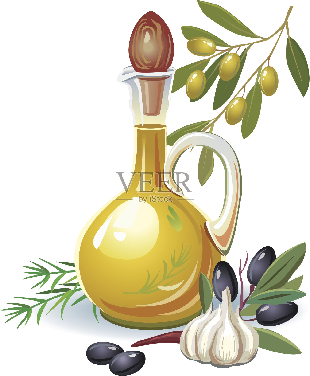 一瓶橄榄油插画图片素材